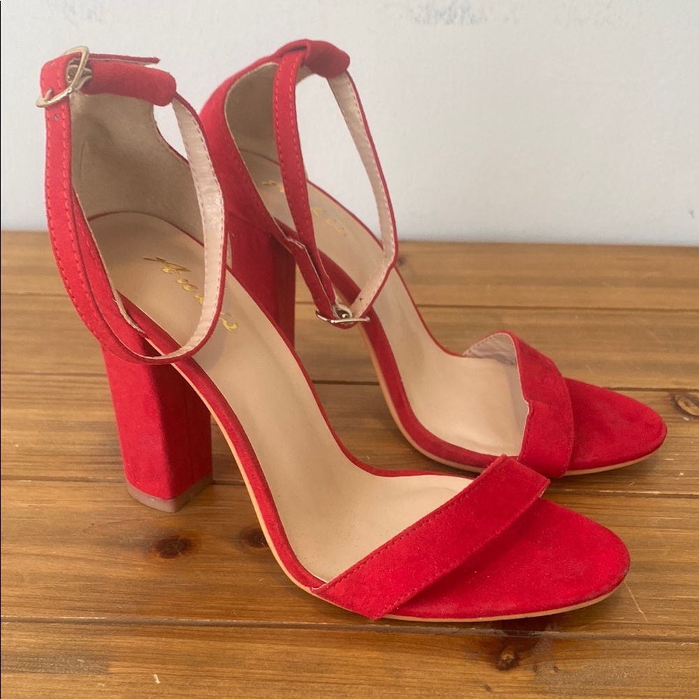 Red Suede Women's Heels